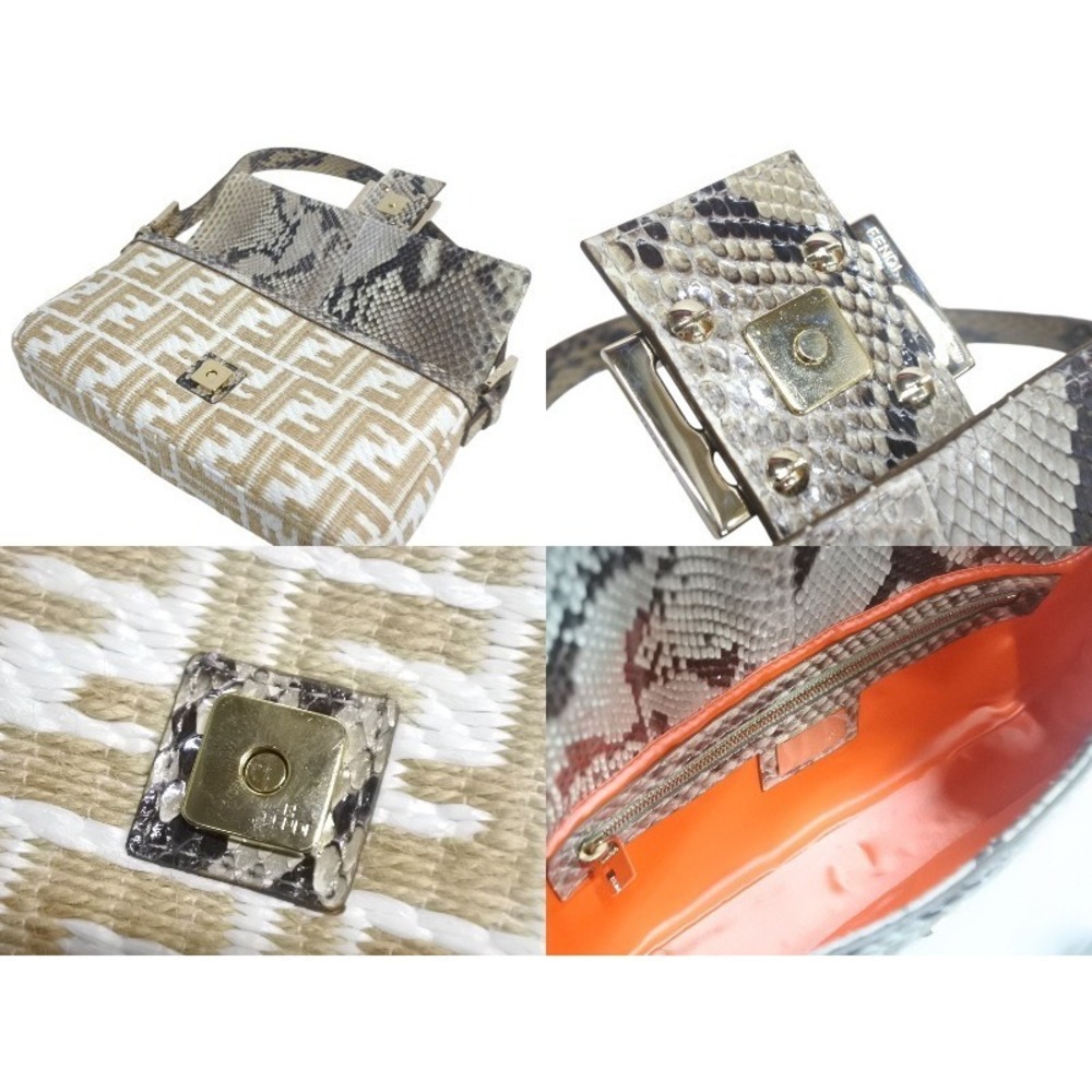 Fendi Baguette Python Raffia Zucca Pattern Should… - image 8